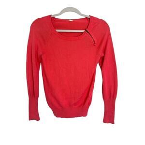 J. Crew Sweater Womens Size XS Zip Coral Pink Long Sleeve Knit Business Casual